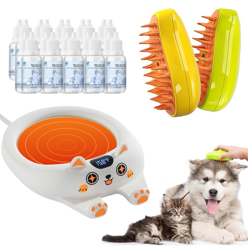 Cozyk™ Patented Exclusive Rechargeable Steam Pet Brush (95°F-113°F) for Pet Bathing